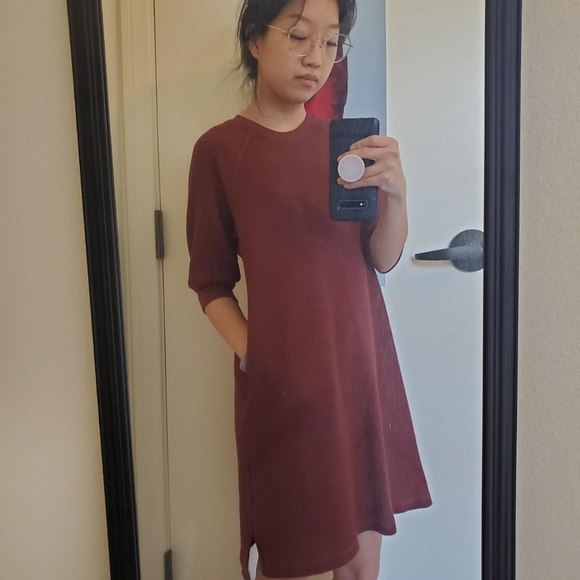 Uniqlo | Dresses | Waffle Texture Brown Uniqlo Dress | Poshmark